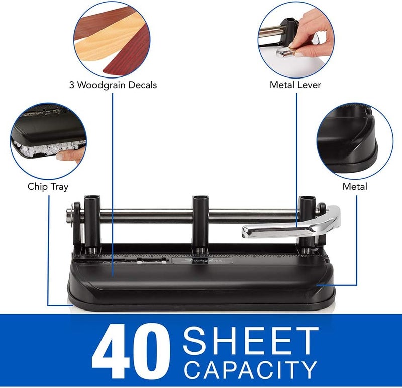 Swingline Heavy Duty 2-7 Hole Punch with Adjustable Punch Heads and 40 Sheet Capacity - Image 2